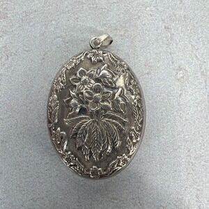 Christmas Rose Sterling Silver 925 Pendant‎ Franklin Mine Art Vintage Flowers